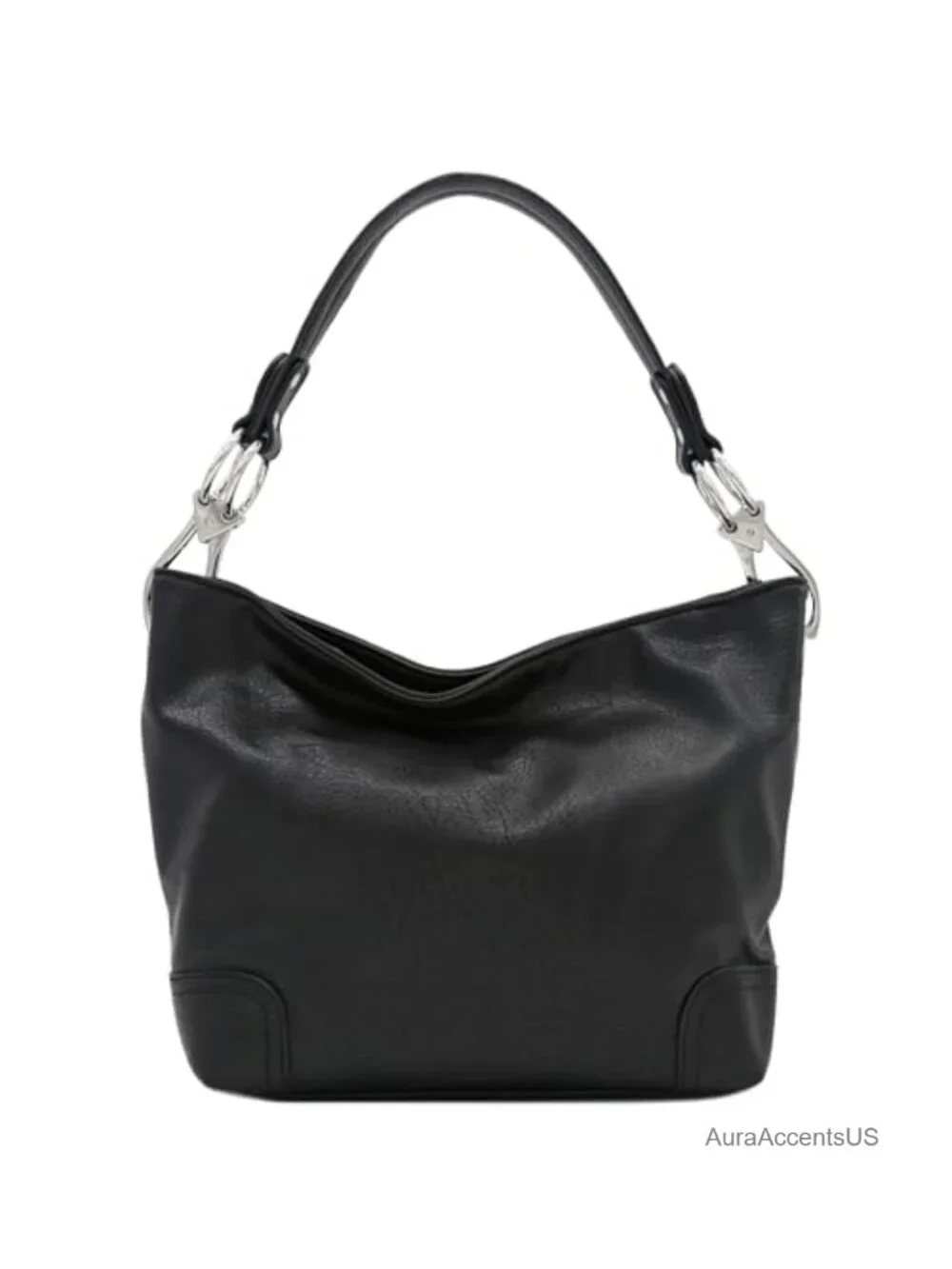 Hobo Shoulder Bag Faux Leather Zipper Closure Detachable Strap Pockets